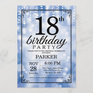 18e anniversaire Invitation Parties scintillant bl