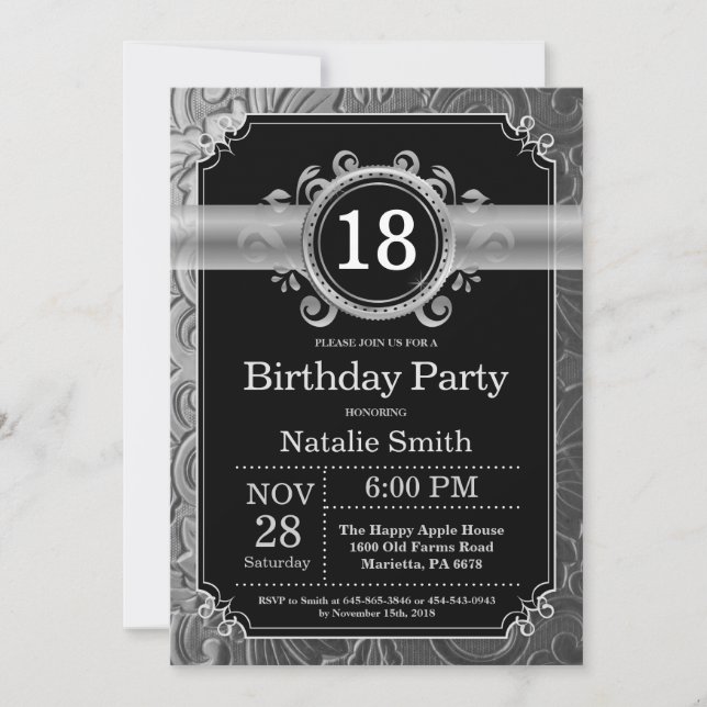 18e anniversaire Invitation Parties scintillant no (Devant)
