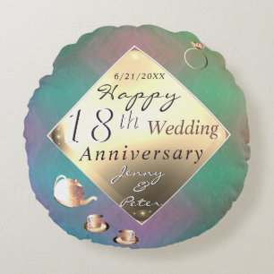 18e anniversaire Mariage Acquamarine Coussin rond