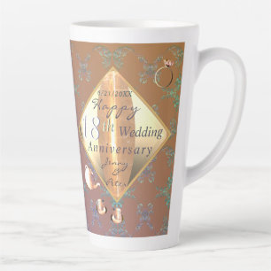 18e anniversaire Mariage Porcelaine Latte Mug