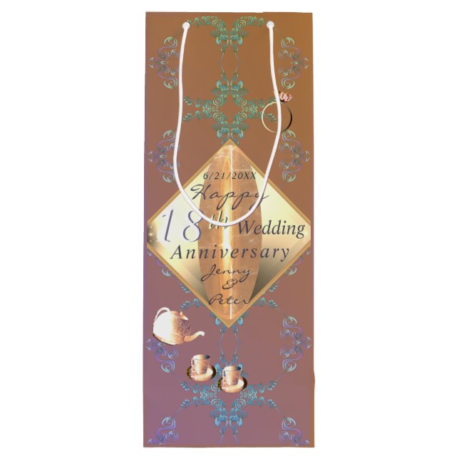 18e anniversaire Mariage sac cadeau Porcelaine (Dos)