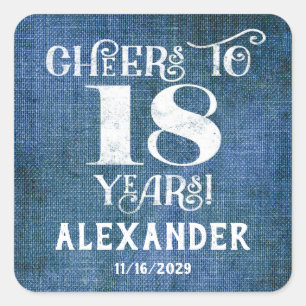18e anniversaire Merci de lin bleu Favor Stickers