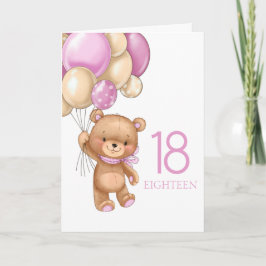 18e anniversaire mignon ballons roses fille carte