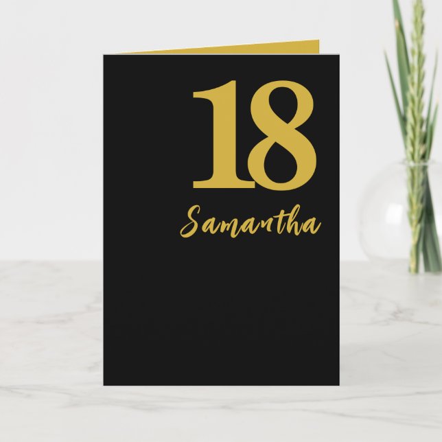 18e carte d'anniversaire, carte esthétique noire e (Devant)