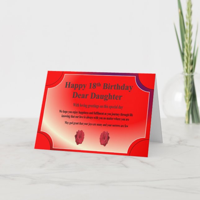 18ème Carte d'anniversaire pour une fille (Devant)