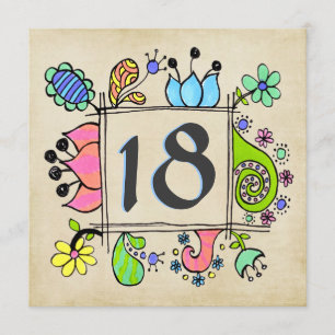 18ème Invitation colorée de fête d'anniversaire de