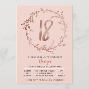 18ème invitation d'anniversaire d'or de filles