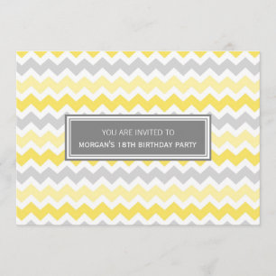 18ème invitation grise jaune de fête