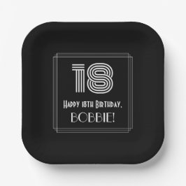 18th Birthday — Art Deco Inspired Look “18” + Name Pappteller