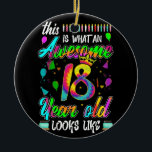 18th Birthday Awesome 18 Year Old Looks Like Keramik Ornament<br><div class="desc">Awesome tee Ideas People who born in 2004 Retro Vintage Classic Old School 18th Awesome tee Ideas for Men Women. 18 years old awesome vintage birthday. Complete happy birthday decorations .Your birthday party will be funny, awesome, epic & legendary. family set for the birthday of your beloved child. Dad &...</div>