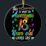 18th Birthday Awesome 18 Year Old Looks Like Keramik Ornament<br><div class="desc">Awesome tee Ideas People who born in 2004 Retro Vintage Classic Old School 18th Awesome tee Ideas for Men Women. 18 years old awesome vintage birthday. Complete happy birthday decorations .Your birthday party will be funny, awesome, epic & legendary. family set for the birthday of your beloved child. Dad &...</div>