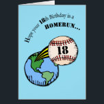 18th Birthday Baseball Home Run<br><div class="desc">Wish that special 18 year old very happy birthday. The card front shows a baseball with the number 18 on it being hit out of this world! This birthday card with be a big hit - with this home run!</div>
