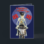 18th birthday card karte<br><div class="desc">Skeleton biker riding a hog and smoking a zigarette. Inside is a picture of a skull and a spooky gießt.  Very spooky birthday card.</div>