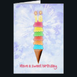 18th Birthday Giant Ice Cream<br><div class="desc">18 th birthday card for someone who loves ice cream. Very sweet birthday card! Sechs Scoops of flavored ice cream stacked on. Wir sind Top of it,  all birthday candles burn happil. A wonderful way to send a happy birthday message to someone with a sweet</div>