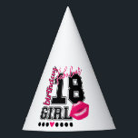 18th birthday girl Partyhütchen, pink Kiss Partyhütchen<br><div class="desc">18th birthday girl Partyhütchen,  pink Kiss</div>