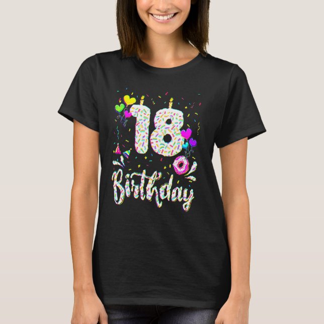 18th Birthday Girl Tee 18 Years Old Bday Doughnut  (Vorderseite)
