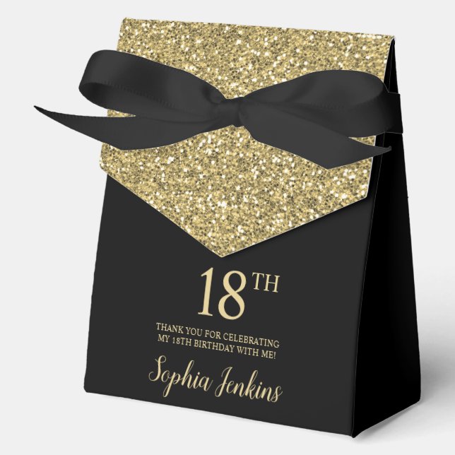 18th Birthday Gold Glitter Thank You Geschenkschachtel (Vorderseite)