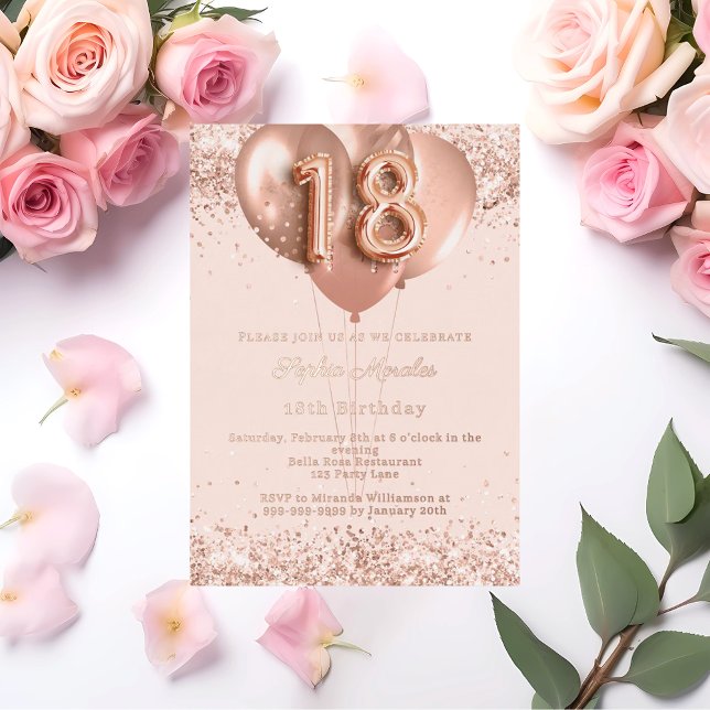 18th birthday rose gold balloons invitation folieneinladung (Von Creator hochgeladen)