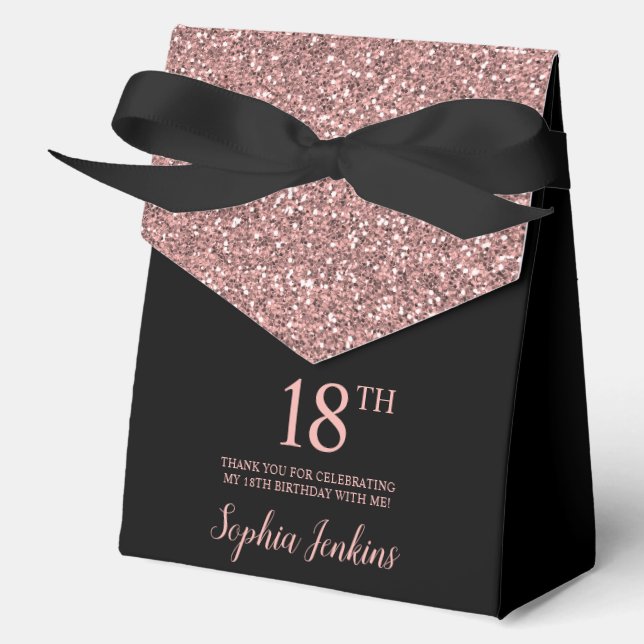 18th Birthday Rose Gold Glitter Thank You Geschenkschachtel (Vorderseite)