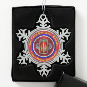 18th Field Artillery Brigade  Schneeflocken Zinn-Ornament