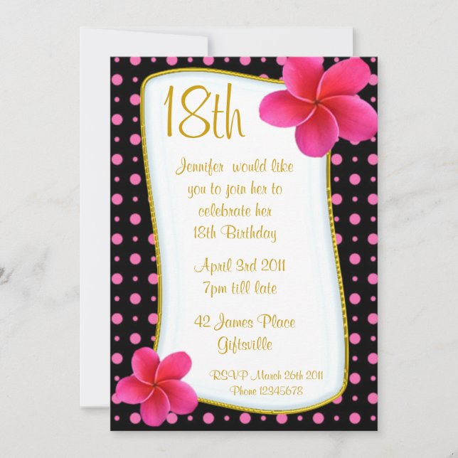 18th Franjapani Party Invitation Einladung (Vorderseite)