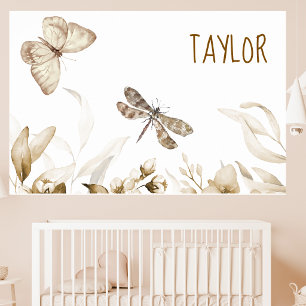 18x12 Aquarell Vintage Sepia Floral Baby-Kinderzim Poster