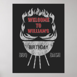 18x24 BBQ Anniversaire Affiche de bienvenue et aff
