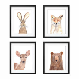 18x24 Niedliche Waldtiere aus Holz Bilderwand Sets