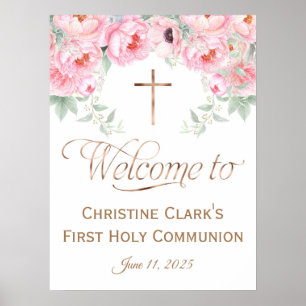 18x24, Rose, Floral, Fille, Affiche de bienvenue C