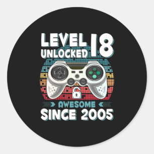18yr BDay Son Boy Fun Gamer 18. 18. Geburtstag Runder Aufkleber