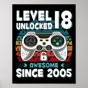 18yr Bday Son Boy Funny Gamer 18. 18 Jahre alt Bir Poster