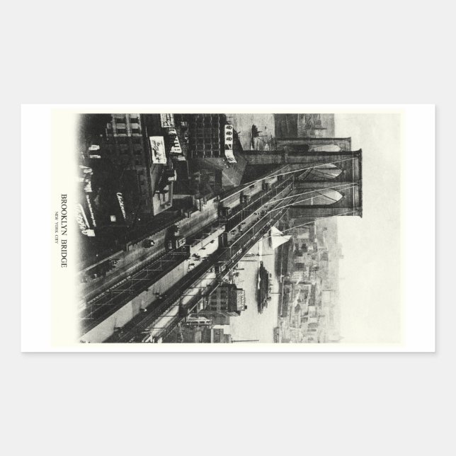 1900 Brooklyn Bridge Rechteckiger Aufkleber (Vorderseite)