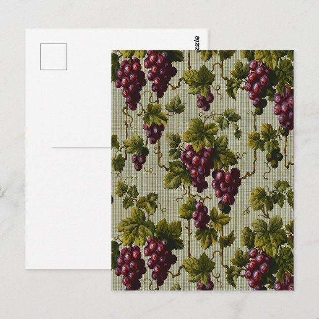 1900 Vintage Trauben Botanisches Design Frucht Postkarte (Vorne/Hinten)