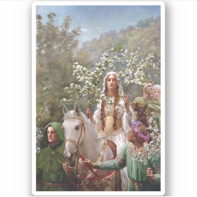 1900 von John Collier, Königin Guineveres Maying Aufkleber (Vorderseite)