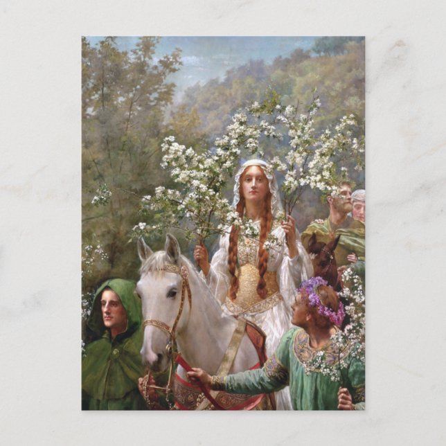 1900 von John Collier, Königin Guineveres Maying Postkarte (Vorderseite)