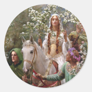 1900 von John Collier, Königin Guineveres Maying Runder Aufkleber