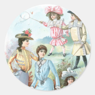 1900s Mode-Hüte Runder Aufkleber