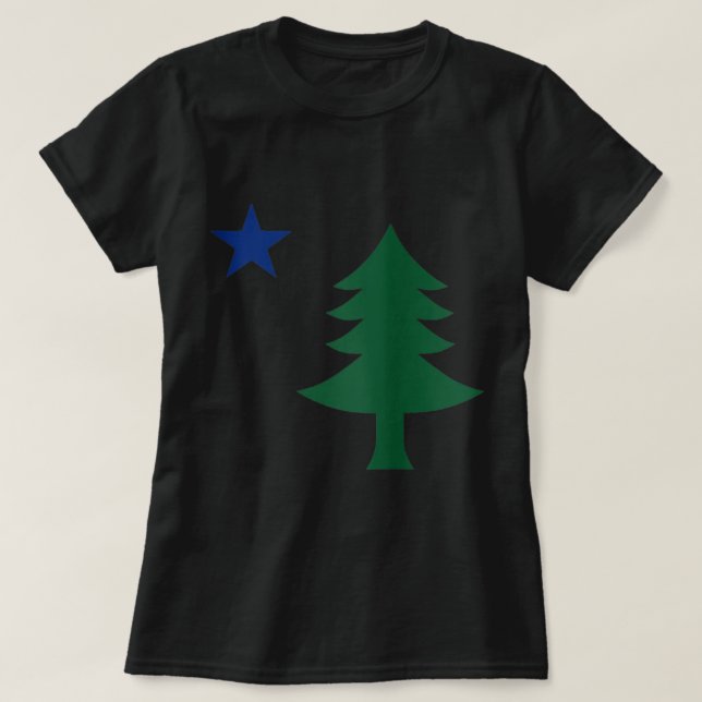 1901 Alte erste Flagge von Maine Pine Tree und Sta T-Shirt (Design vorne)