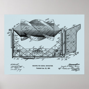 1901 Flugmaschinen-Flugzeug-Kunstzeichnung Druck Poster