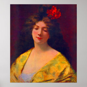 1901 schöne Dame mit einem Schal Poster