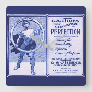 1902 G & J Tires ad Quadratische Wanduhr
