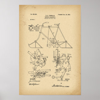 1902 Patent Bicycle Winter velocipede Poster