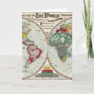 1902 Vintage Weltmissionsreligionskarte Feiertagskarte