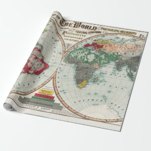 1902 Vintage Weltmissionsreligionskarte Geschenkpapier