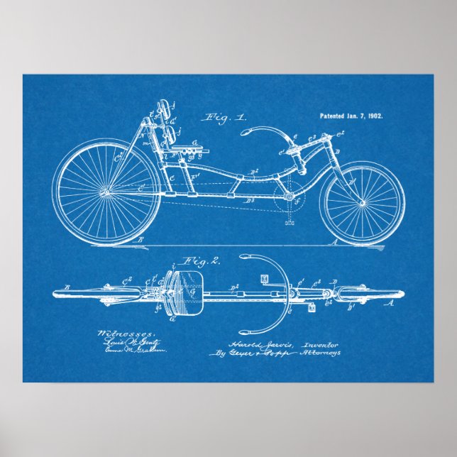 1902 Vintages Fahrradpatentkonzept Poster (Vorne)