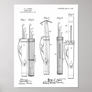 1903 Golf Club Caddy Bag Design Patent Kunstdruck Poster