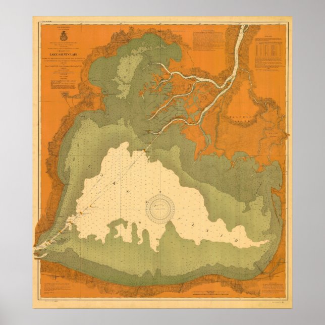 1903 Historischer See Saint Clair, MI Nautical Cha Poster (Vorne)