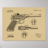 1903 Rapid Fire Gun Patent Art Zeichnend Print