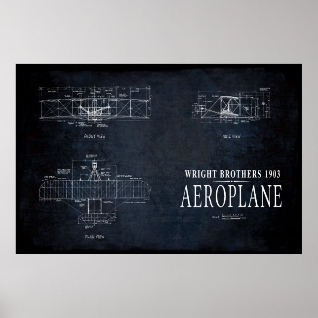 1903 SCHREIBER AIRPLANE BLUEPRINT POSTER (Vorne)