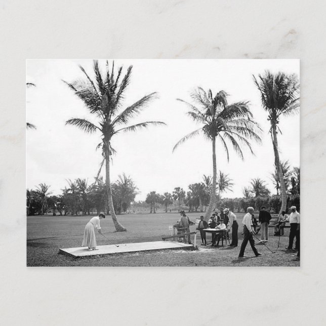 1904 Golfing Palm Beach Fl. Postcard Postkarte (Vorderseite)
